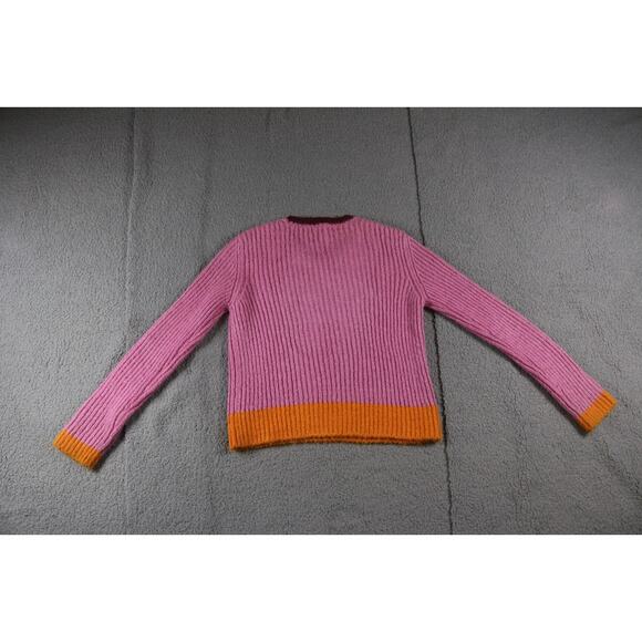 Valentino Sweater Womens Large Silk Pink Colorblock Ribbed Knit Pullover Italy - Picture 2 of 7